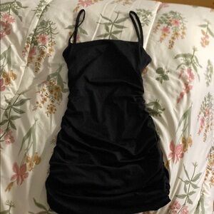 SHEIN Black Ruched Bodycon Mini Dress